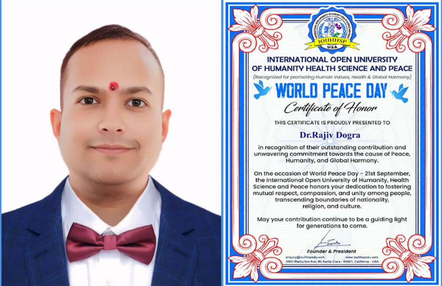 कैलिफोर्निया से सम्मानित हुए हिमाचल के युवा कवि लेखक डॉ. राजीव डोगर